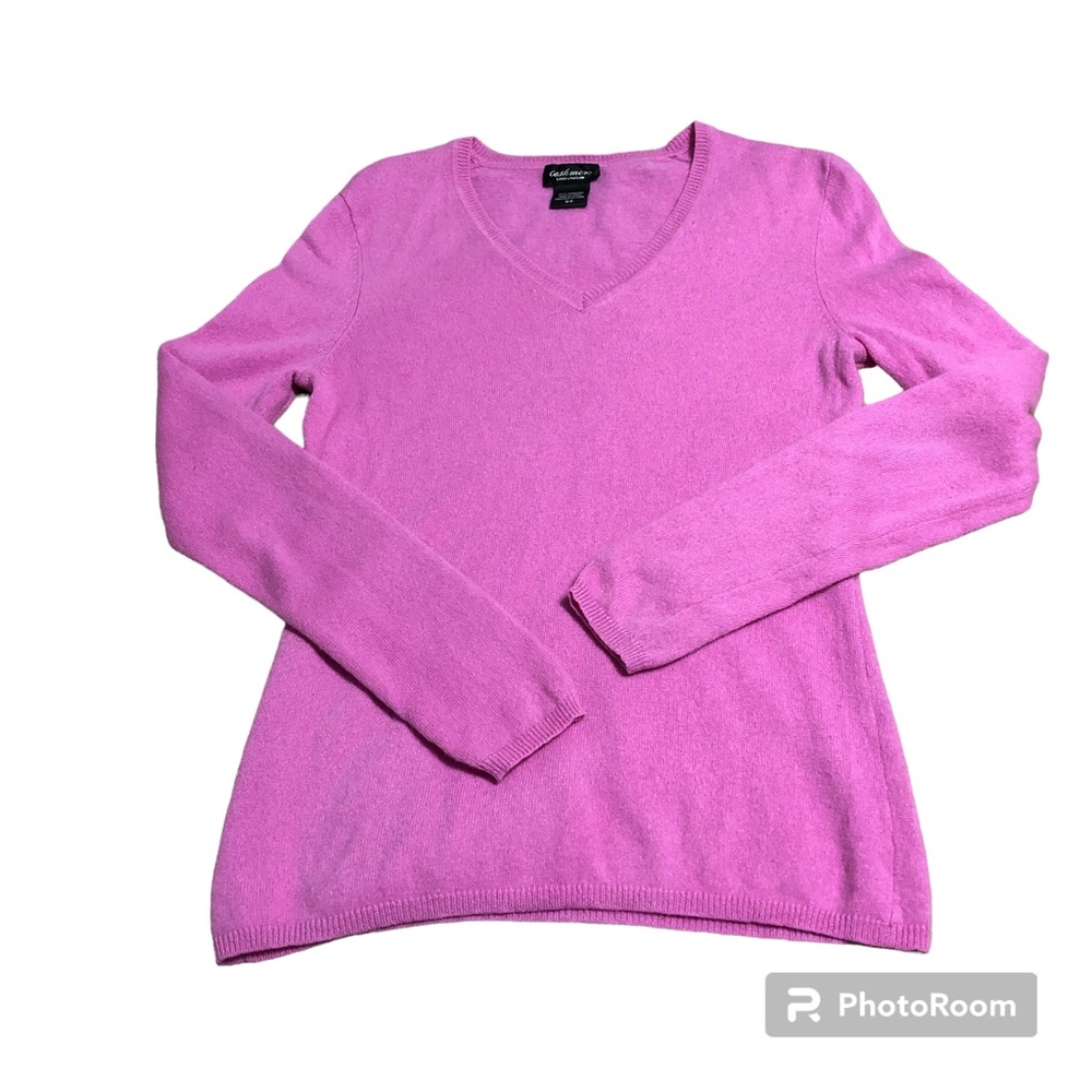 Lord & Taylor Pink Cashmere V-Neck Sweater M